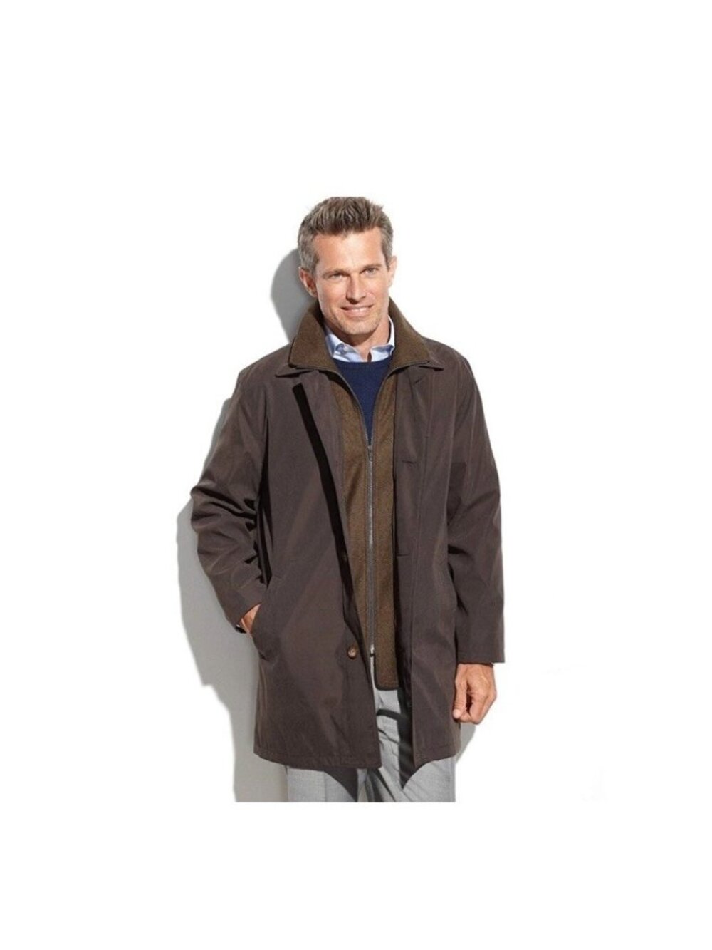 VTG Lauren Ralph Lauren Edgar Rain Over Coat Mens 42S Removable Liner Wool Blend